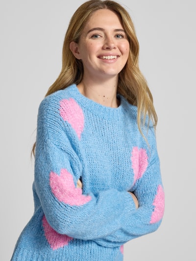 ZABAIONE Gebreide pullover met ronde hals, model 'Bo44nita' Bleu - 3