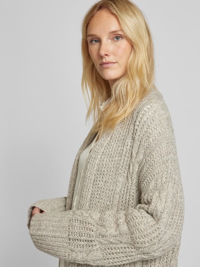 Tom Tailor Loose Fit Cardigan mit recycelter Wolle im Zopfstrickmuster Beige 3