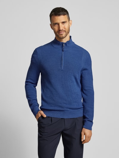 Brax Gebreide pullover met opstaande kraag, model 'Steffen' Blauw - 4