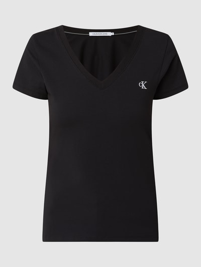 Calvin Klein Jeans T-shirt met geborduurd logo  Zwart - 2