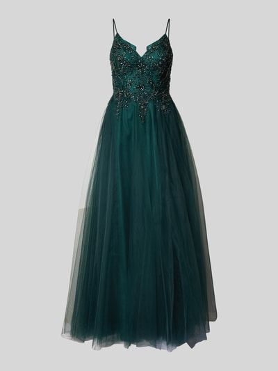 Luxuar Abendkleid mit Strasssteinbesatz Dunkelgruen 2