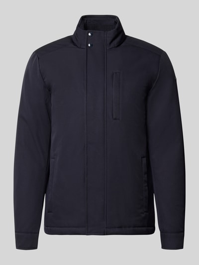 Produktfoto, Jacke mit verdecktem Reißverschluss und Eingrifftaschen von Geox in Schwarz, Stehkragen, glatte Textur, Regular Fit