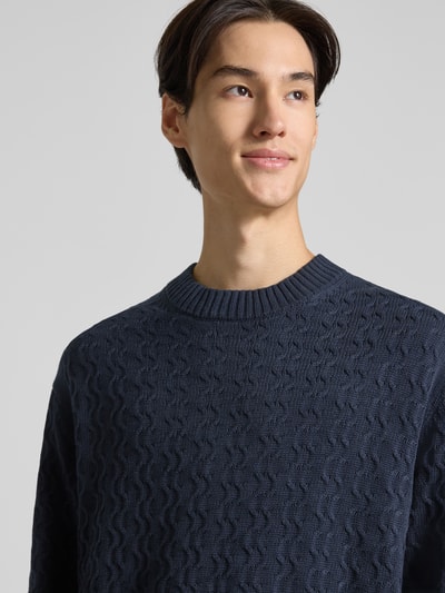 SELECTED HOMME Regular fit gebreide pullover van puur katoen, model 'PHILIP' Donkerblauw - 3