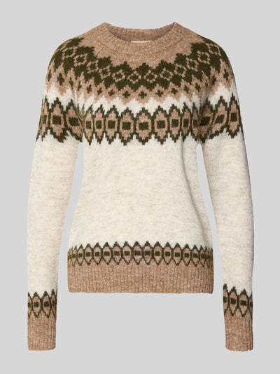 FREE/QUENT Gebreide pullover in Noorse look, model 'Novala' Beige - 2