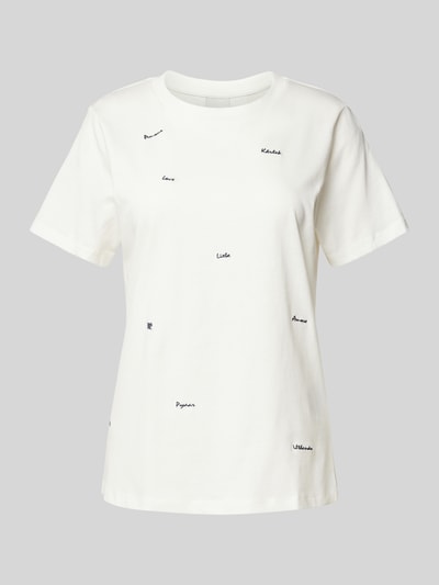 ICHI T-shirt met stitchingdetails, model 'CAMINO' Wit - 2