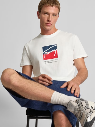 Tommy Jeans Regular Fit T-Shirt aus reiner Baumwolle Offwhite 3