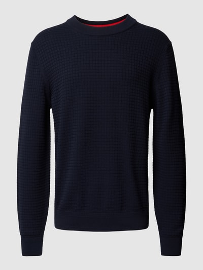 HUGO Strickpullover mit geripptem Rundhalsausschnitt Modell 'Stoppo' Marine 2