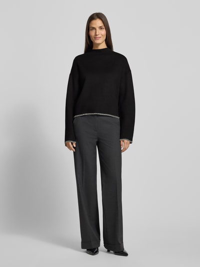 Jake*s Collection Strickpullover aus Viskose-Mix mit Stehkragen Black 1