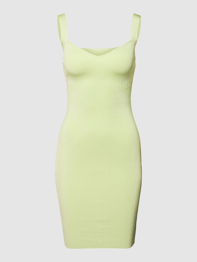 Guess Sukienka mini na szerokich ramiączkach z efektem prążkowania Neonowy żółty 2