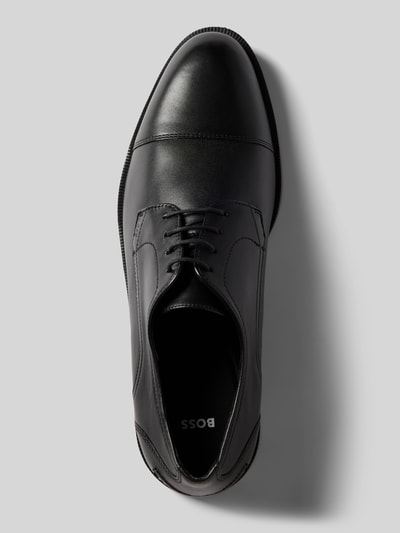 BOSS Derby schoenen met label in reliëf, model 'Tayil' Zwart - 3