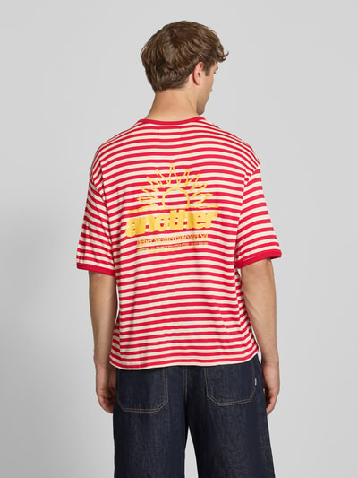 ANOTHER COTTON LAB t-shirt ze wzorem w paski i nadrukiem z logo Bordowy 5