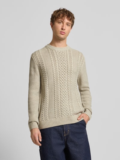 Jack & Jones Strickpullover mit gerippten Abschlüssen Modell 'PAUL' Offwhite Melange 4
