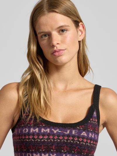 Tommy Jeans Top o kroju slim fit z dodatkiem wełny model ‘FAIRISLE’ Czarny 3