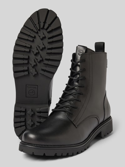 Tamaris Kozaki sznurowane ze skóry naturalnej Czarny 4