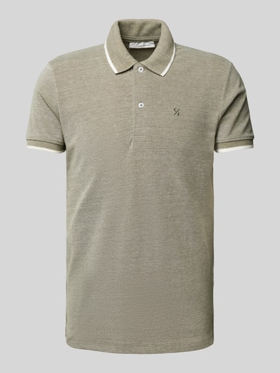 Casual Friday Slim fit poloshirt met logostitching, model 'TRISTAN' Lichtgroen gemêleerd - 2