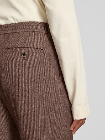 SELECTED HOMME Tapered Hose aus Woll-Anteil Modell 'LEROY' Mittelbraun Mel 3
