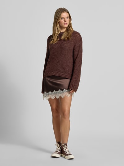 PIECES Relaxed Fit Pullover im Chunky Knit Look Modell 'DORTHEA' Dunkelbraun 1