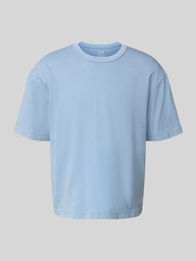 Produktfoto, Cropped T-Shirt mit Rundhalsausschnitt von GAP, jasnoniebieski, czysta bawełna, długość tyłu w rozmiarze M: 63 cm