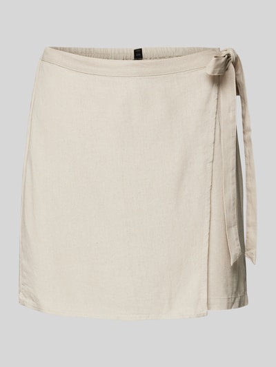 Vero Moda Spódnica mini z wysokim stanem i wiązanym paskiem model ‘MYMILO’ Szarobrązowy 2