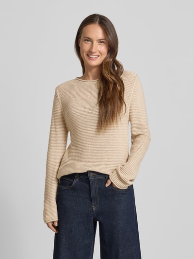 s.Oliver RED LABEL Sweter z dzianiny kroju regular fit z mieszanki bawełny Beżowy 4