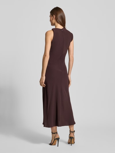 Mango Midikleid mit Raffungen Modell 'JOIA' Dunkelbraun 5