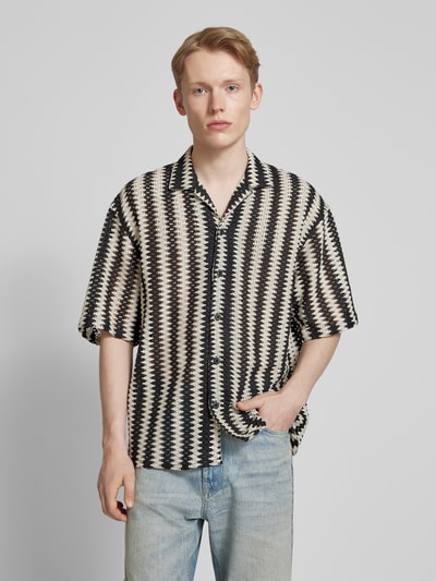 REVIEW Relaxed Fit Freizeithemd mit Strukturmuster Black 4