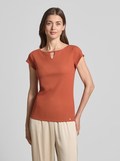 Marc Cain t-shirt z wycięciem Rdzawoczerwony 4