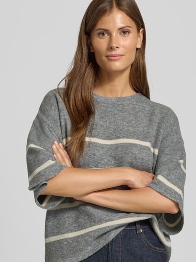 ICHI Strickpullover mit 1/2-Arm Modell 'DASILA' Dunkelgrau 3