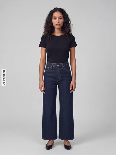 Levi's® 300 Wide & Loose Fit Jeans aus reiner Baumwolle Modell 'RIBCAGE WIDE LEG' Dunkelblau 1