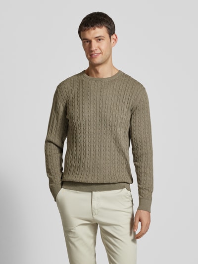 Lindbergh Strickpullover mit gerippten Abschlüssen Khaki 4