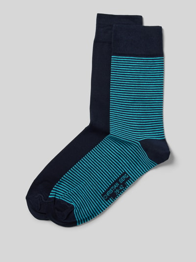 Christian Berg Men Socken mit Label-Detail Aqua 1