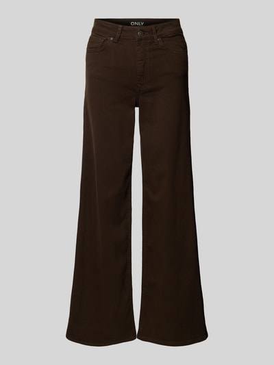Produktfoto, Wide Leg Jeans aus Baumwoll-Mix Modell 'MADISON BLUSH' von ONLY, Optik: Unifarben in Dunkelbraun, 5-Pocket-Design, Denim-Struktur.