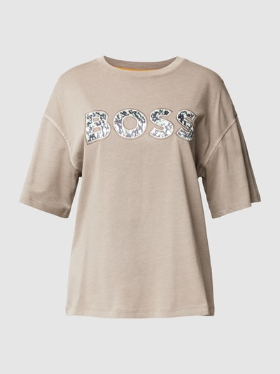 BOSS Orange T-Shirt mit Label-Detail Modell 'Evina' Taupe 2