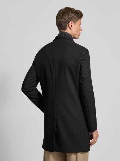 BOSS Slim fit lange jas met structuurmotief, model 'HYDE' Zwart - 5