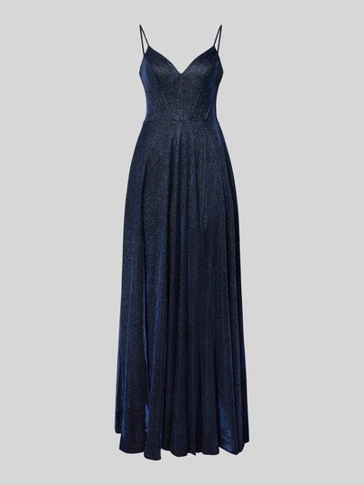 Luxuar Glanzende avondjurk met loopsplit Marineblauw - 2