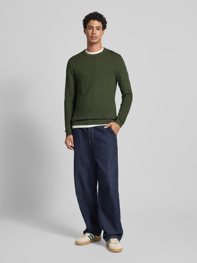 Jack & Jones Strickpullover mit Rundhalsausschnitt Modell 'OTTO' Dunkelgruen 1