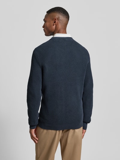 Lerros Sweter o kroju regular fit z imitacji dzianiny Granatowy 5