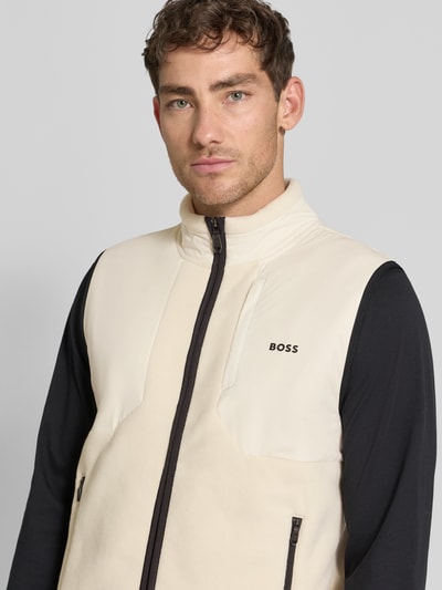 BOSS Green Kamizelka o kroju regular fit z zamkiem błyskawicznym model ‘HOLE SVEEDY’ Beżowy 3