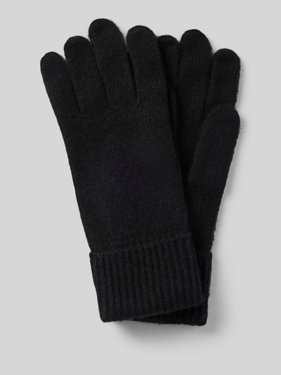 Christian Berg Woman Handschuhe aus reinem Kaschmir mit gerippten Abschlüssen Black 1