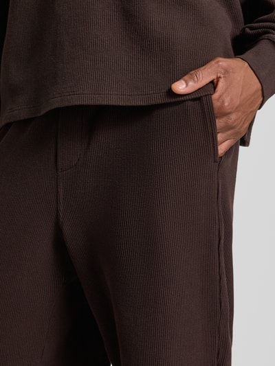 American Vintage Sweathose mit Strukturmuster Modell 'TOFFY' Dunkelbraun 3