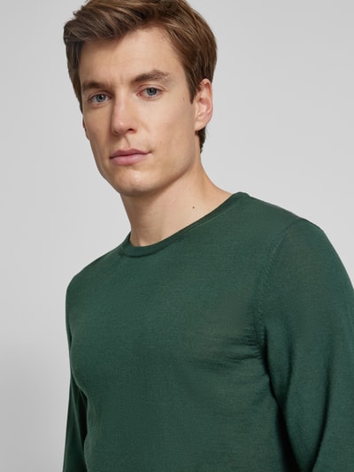 BOSS Gebreide pullover met labeldetail, model 'Leno' Groen - 3