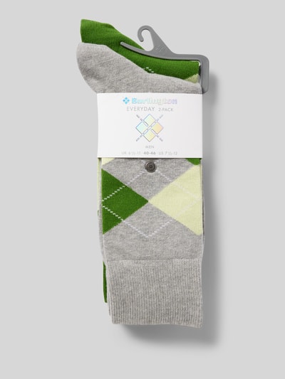 Burlington Sokken met labelapplicatie in een set van 2 paar, model 'Everyday Argyle' Flanel - 3