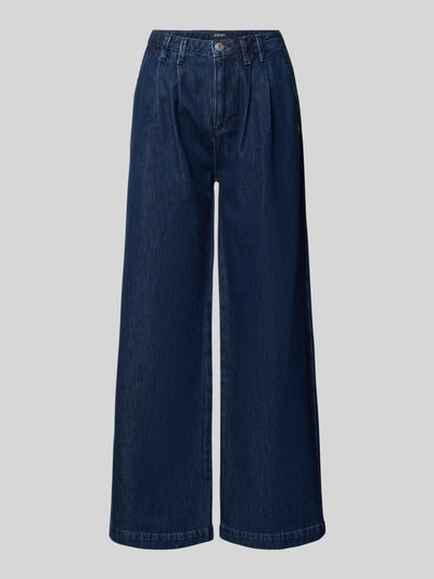 Produktfoto, Wide Fit Jeans mit Lyocell-Anteil Modell 'Edina' von JOOP!, dunkelblauer Baumwoll-Lyocell-Mix, sichtbare Bundfalten, Eingriff- und Gesäßtaschen, Knopf- und Reißverschluss, Bundweite 39 cm, Innenbeinlänge 76 cm, Damen Jeans