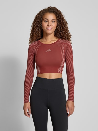 adidas Sportswear Kort shirt met lange mouwen en labelprint Aubergine - 4