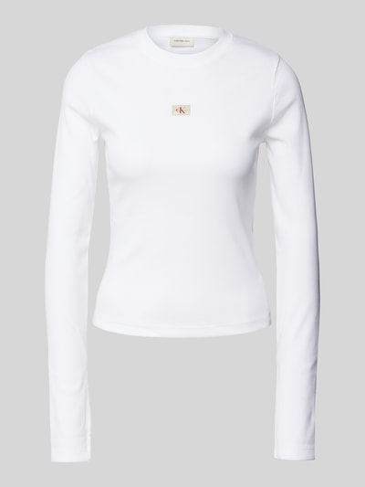 Calvin Klein Jeans Longsleeve mit geripptem Rundhalsausschnitt Weiss 2