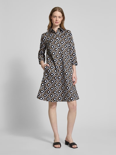 Christian Berg Woman Knielange jurk met 3/4-mouwen Zwart - 1