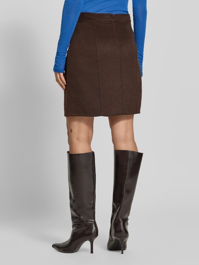 Tom Tailor Minirock mit asymmetrischem Saum mit Woll-Mix Dunkelbraun 5