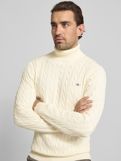 Gant Gebreide pullover met ribboorden Offwhite - 3