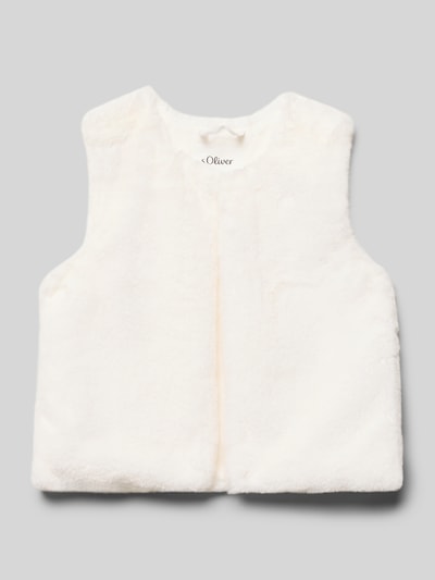 s.Oliver RED LABEL Regular Fit Kunstfellweste mit Hakenverschluss Offwhite 1