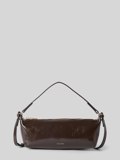 Produktfoto, ciemno brązowa torebka Henkeltasche mit Label-Prägung Modell 'FOIL LOGO GLOSSY CONV BAG' od CK Calvin Klein, gładka błyszcząca faktura